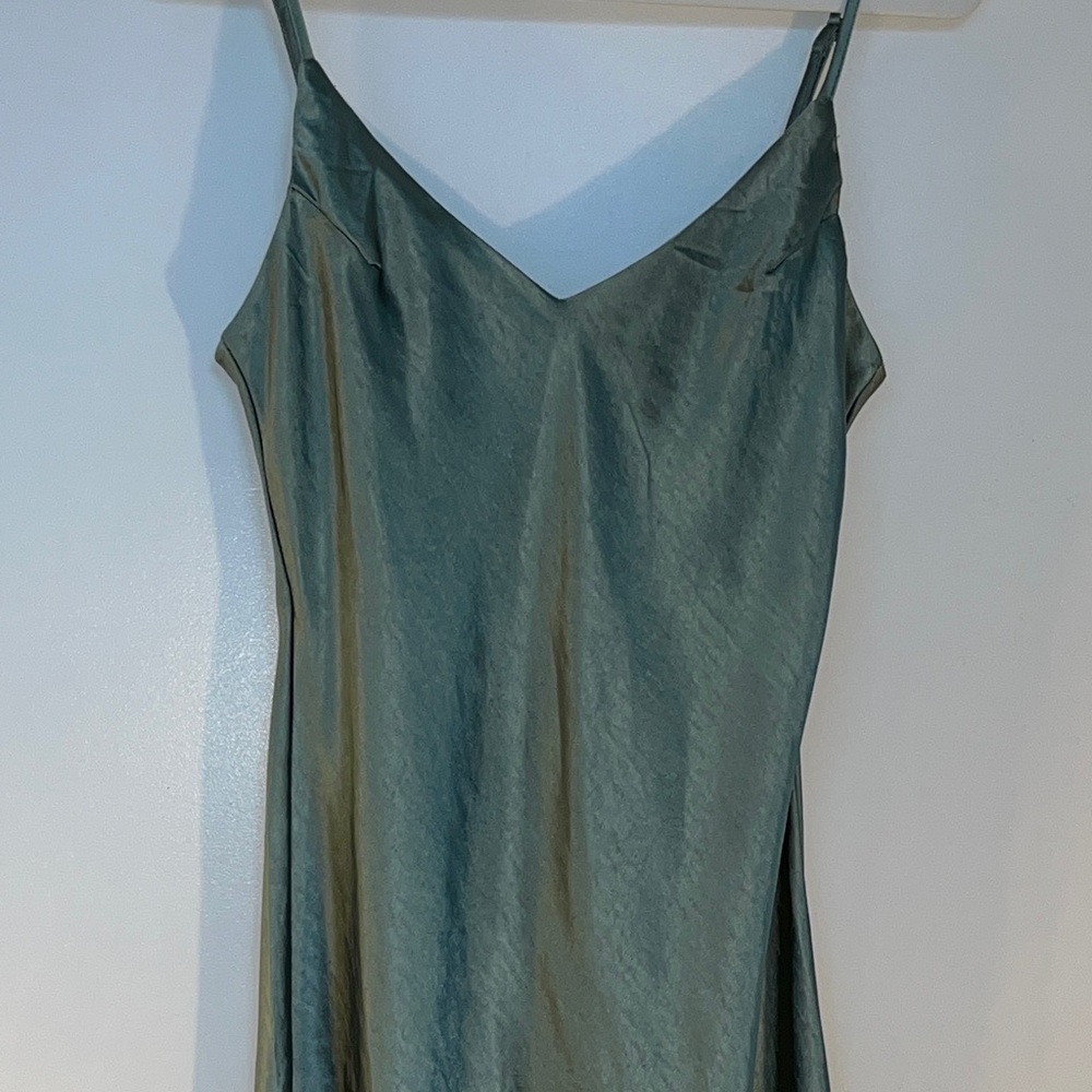 OAK + FORT Olive Satin Dress